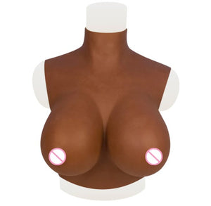 Silicone Sleeveless Breast Shirt / Breast Plate (Color: Brown) | Realistic Silicone Breast Form Bra | Silicone Prosthetics | For Transgender MTF, Drag Queens