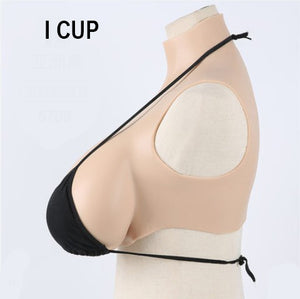Silicone Sleeveless High Collar Breast Shirt / Breast Plate (Color: Beige) | Silicone Prosthetics (Multiple cup sizes)