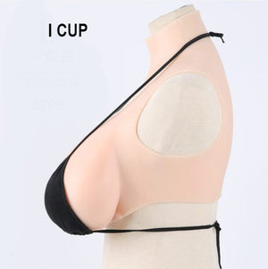 Silicone Sleeveless High Collar Breast Shirt / Breast Plate (Color: Ivory) | Silicone Prosthetics (Multiple cup sizes)