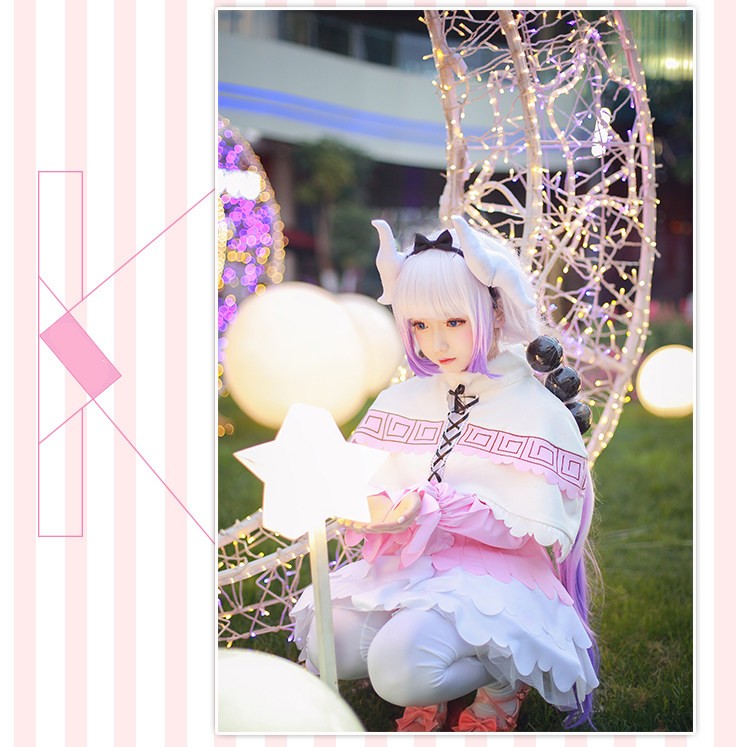 Miss Kobayashi's Dragon Maid Kanna Kamui Cosplay Costume (With Stockings and Wig Set)