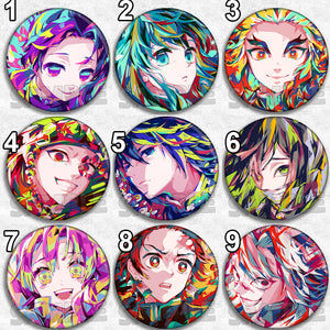 [DEMON SLAYER] Psychedelic color Demon Slayer Character Pins
