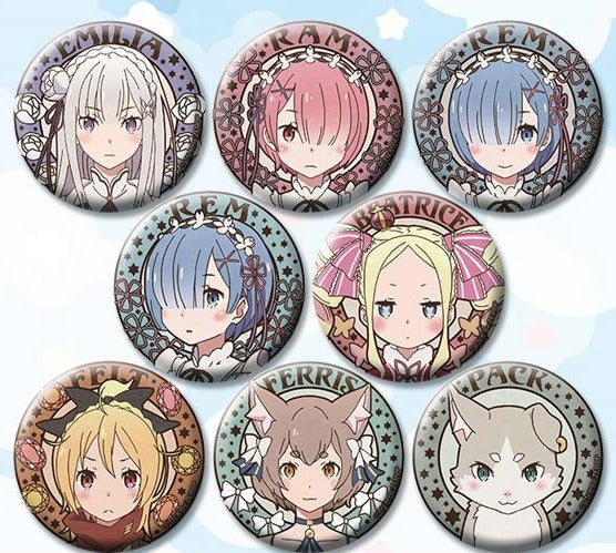 Re: Zero - Starting Life In Another World Character Style Pins / Anime buttons