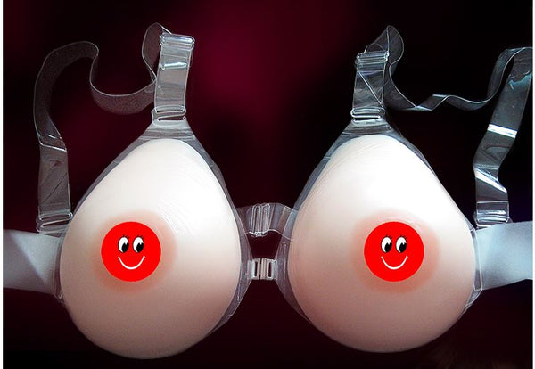 Breasts Forms Artificial Silicone Fake Boobs, Drop Shape Breast Enhancer  for Crossdressing Shemale - White