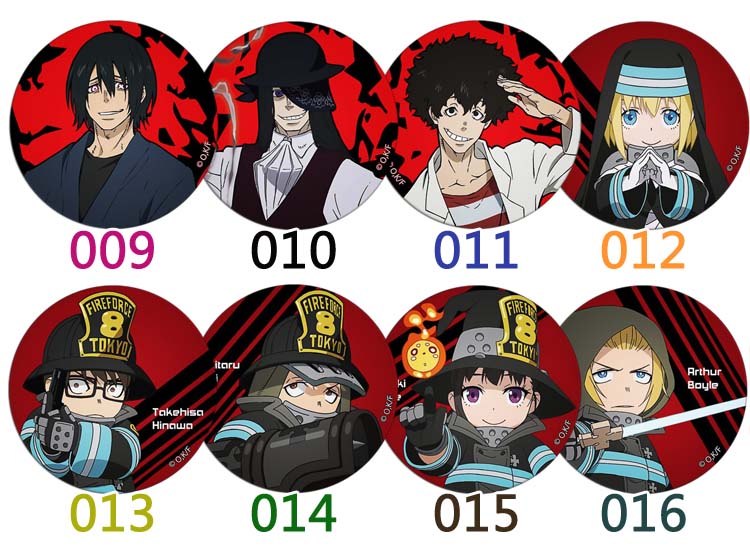 Fire Force Character Buttons / Anime Pins (22 styles) - CosplayFTW