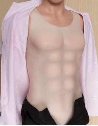 Imitation Skin Silicone Molded Male Chest and Abdominal Muscle Shirt (3 sizes)