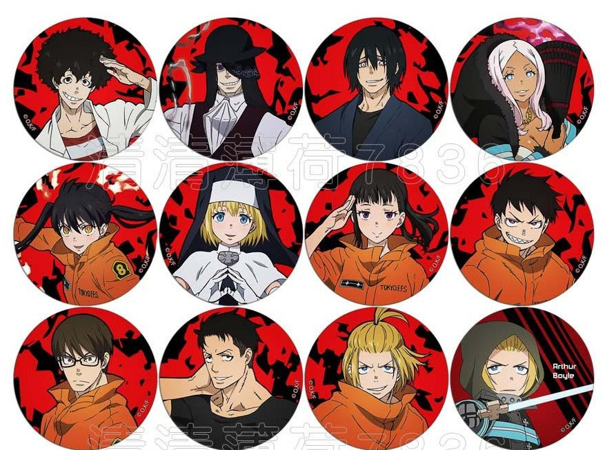 Fire Force Character Buttons / Anime Pins (22 styles) - CosplayFTW