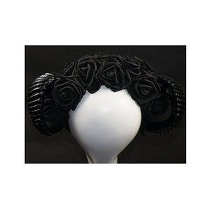 Black Horn and Rose Gothic Lolita Headdress Cosplay