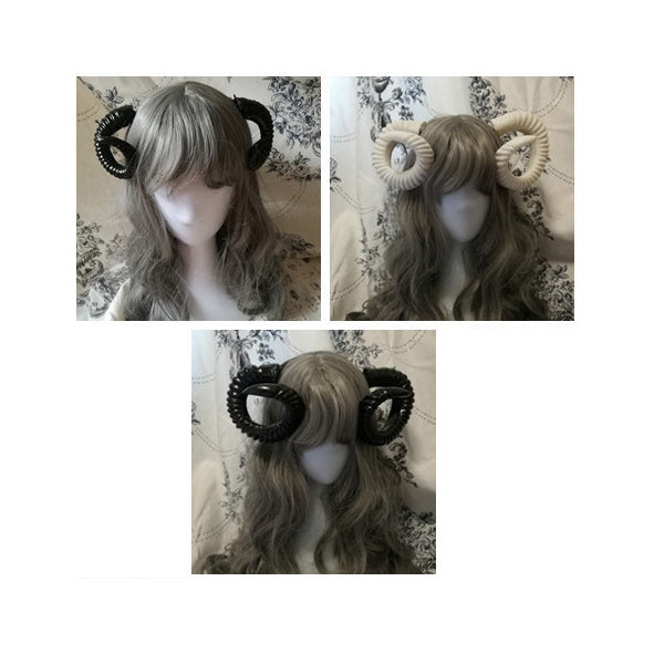 Cosplay BLACK AND WHITE CLIP-IN RAM HORNS (Large and Small)