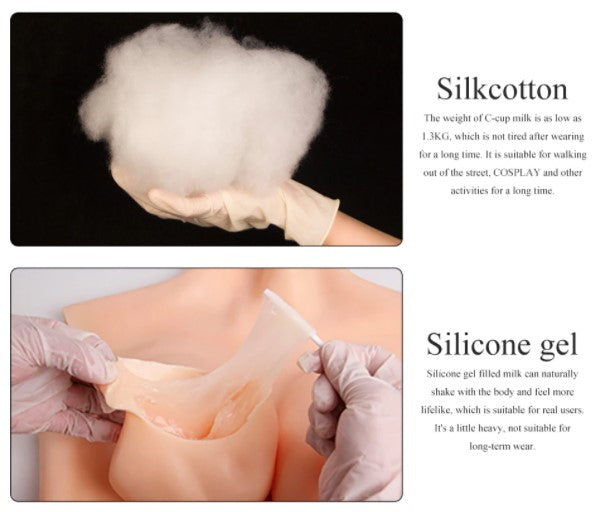 Realistic Fake Boobs Silicone Breast Silk Cotton Filling Disguise