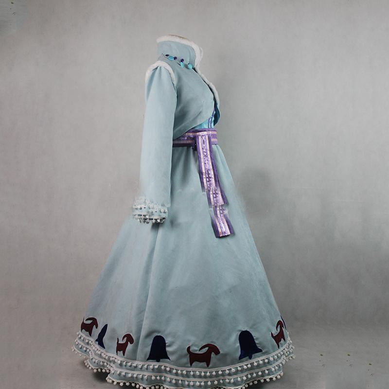 Frozen Princess Anna Costume Fur Trim Dress