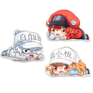 Cells At Work Double-Sided Plush Pillows (Red Blood Cell, Platelet, and White Blood Cell)