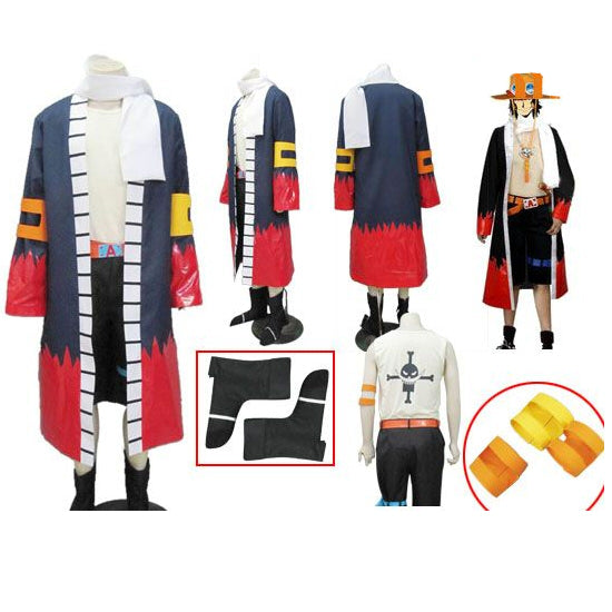 Cosplay Anime One piece Portgas·D· Ace Costume Halloween Suit Wig Outfit  Coat