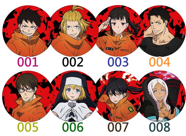 Fire Force Character Buttons / Anime Pins (22 styles) - CosplayFTW