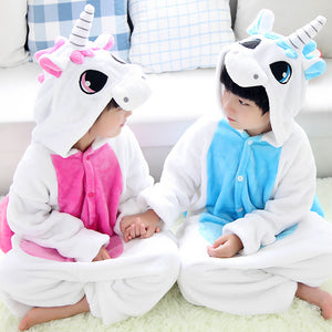 Children's White and Pink Unicorn Kigurumi