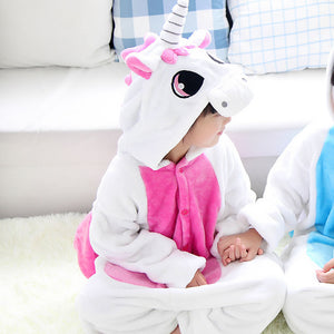 Children's White and Pink Unicorn Kigurumi
