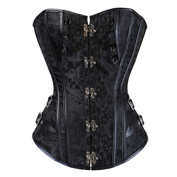 ERQI Steampunk Gothic Jacquard Lace Up Overbust Corset