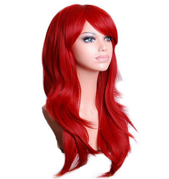70 Cm Crimson Long Wavy Cosplay Wig