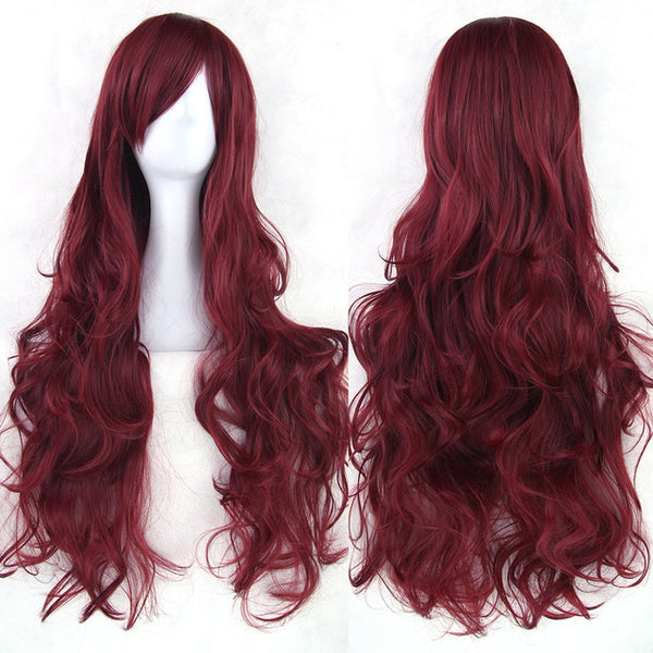 80 cm Wine Red Wavy Long Cosplay Wig