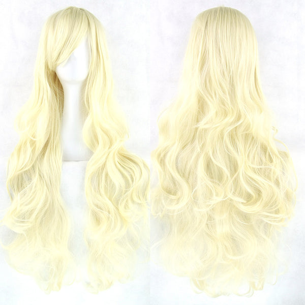 80 cm Platinum Blond Wavy Long Cosplay Wig