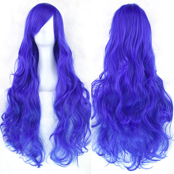 80 cm Cobalt Blue Wavy Long Cosplay Wig