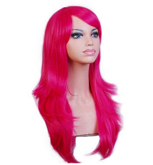 70 Cm Hot Pink Long Wavy Cosplay Wig