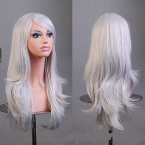 70 Cm Silver Long Wavy Cosplay Wig