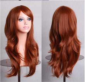 70 Cm Medium Brown Long Wavy Cosplay Wig